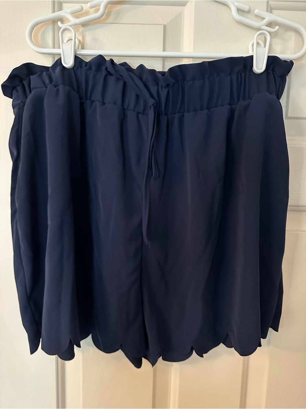 Women’s Navy Scallop-Hem Shorts - Lightweight Summer Short